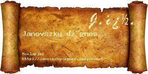 Janovszky Ágnes névjegykártya